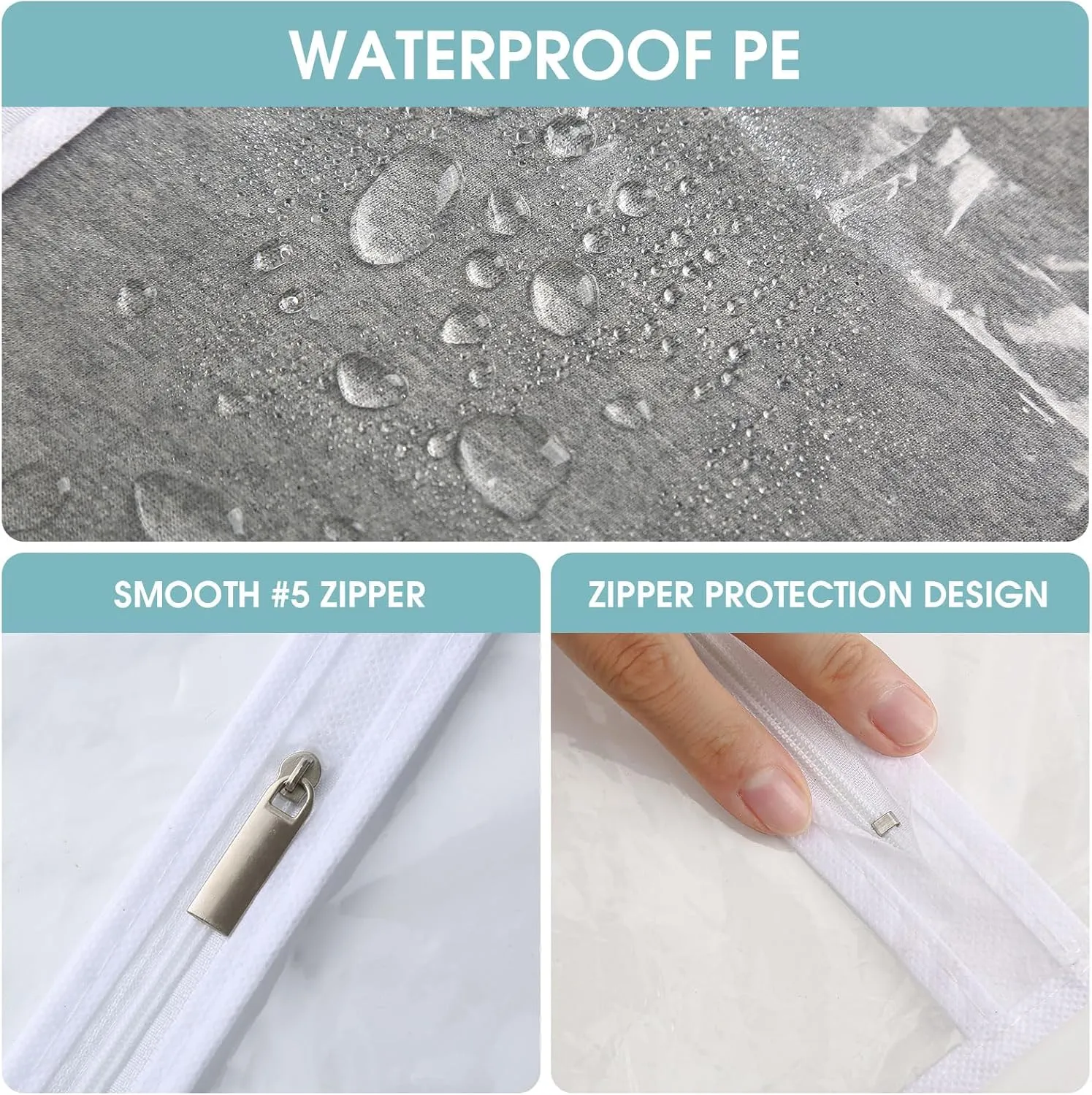 Garment Bags for Hanging Clothes, 6 PCs All Clear Garment Bag, Plastic Dustproof Suit Bag, Coat Protector Zippered Garment Covers for Closet Storage and Travel - 24'' x 48''/6 Pack