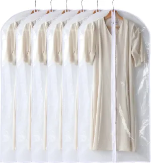 Garment Bags for Hanging Clothes, 6 PCs All Clear Garment Bag, Plastic Dustproof Suit Bag, Coat Protector Zippered Garment Covers for Closet Storage and Travel - 24'' x 48''/6 Pack