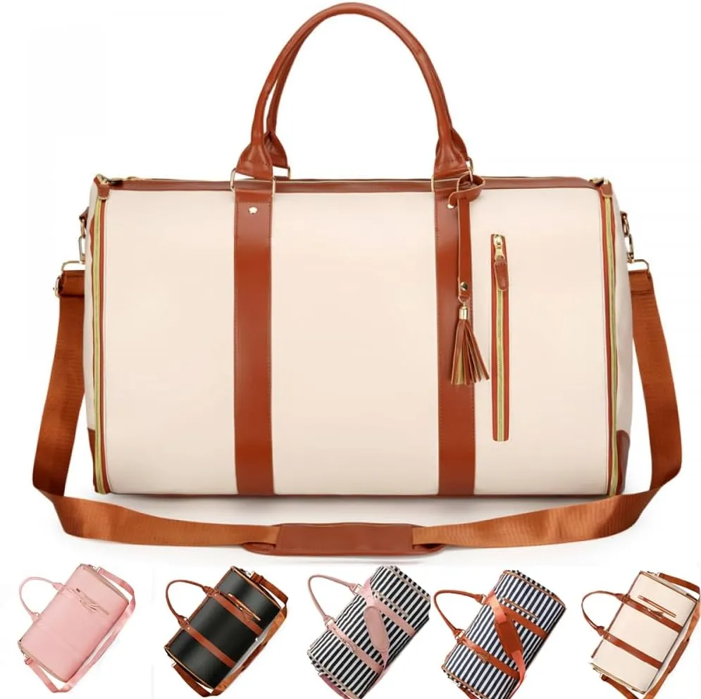 Garment Duffle Bags For Travel Garment Duffle Bag Carry On Bag Foldable Travel Bag Garment Bag Duffle Bag For Travel Women (Beige)