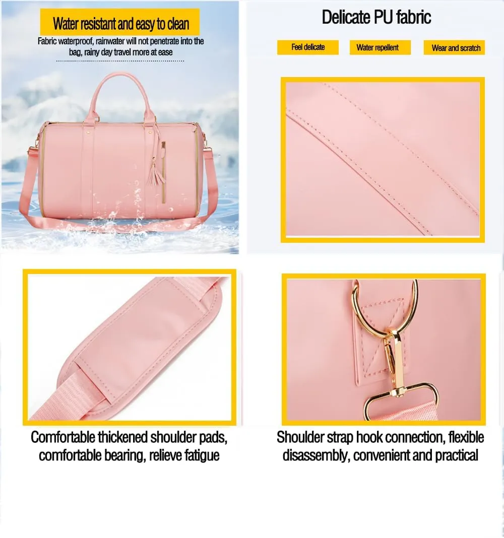 Garment Duffle Bags For Travel Garment Duffle Bag Carry On Bag Foldable Travel Bag Garment Bag Duffle Bag For Travel Women (Beige)