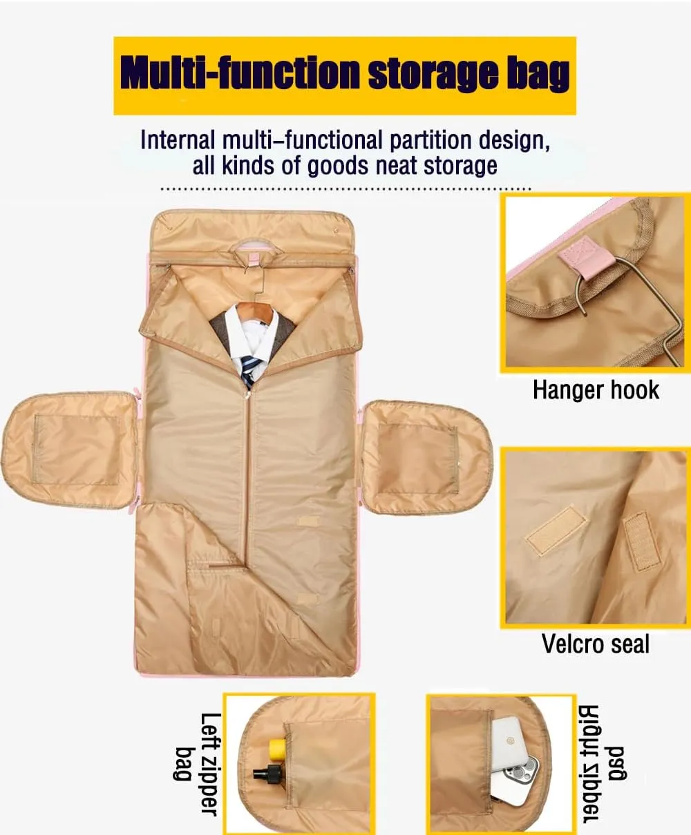 Garment Duffle Bags For Travel Garment Duffle Bag Carry On Bag Foldable Travel Bag Garment Bag Duffle Bag For Travel Women (Beige)
