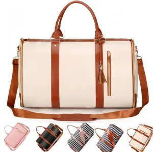 Garment Duffle Bags For Travel Garment Duffle Bag Carry On Bag Foldable Travel Bag Garment Bag Duffle Bag For Travel Women (Beige)