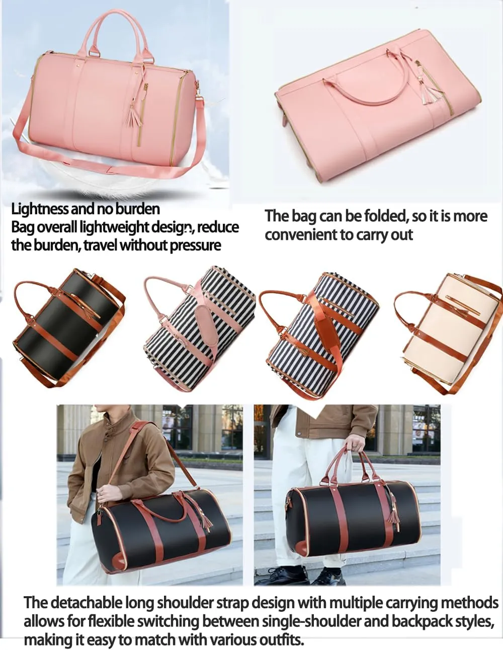 Garment Duffle Bags For Travel Garment Duffle Bag Carry On Bag Foldable Travel Bag Garment Bag Duffle Bag For Travel Women (Beige)