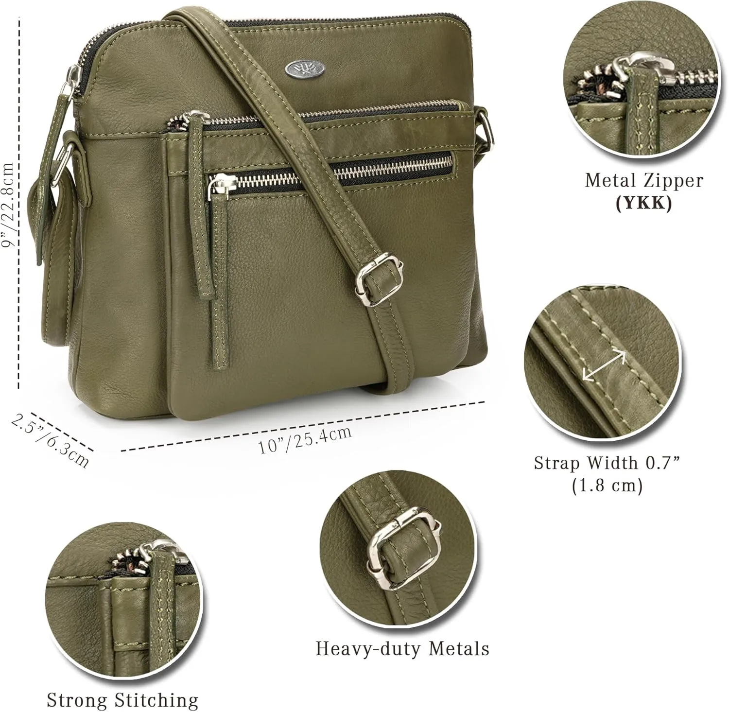 Genuine Leather Crossbody Bags for Women, Premium Handmade Leather Purses - Shoulder Handbags, Adjustable Strap