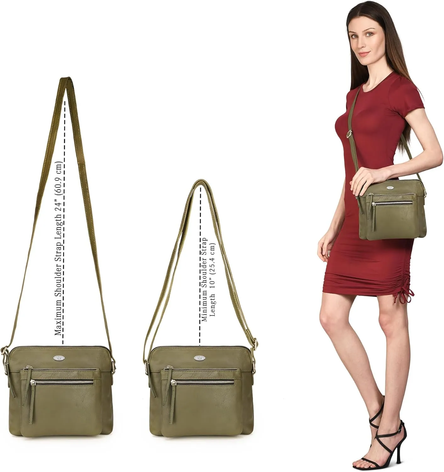 Genuine Leather Crossbody Bags for Women, Premium Handmade Leather Purses - Shoulder Handbags, Adjustable Strap
