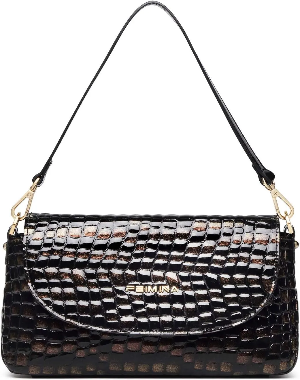Genuine Leather Shoulder Bag for Women Black Shoulder Bag with Adjustable Strap