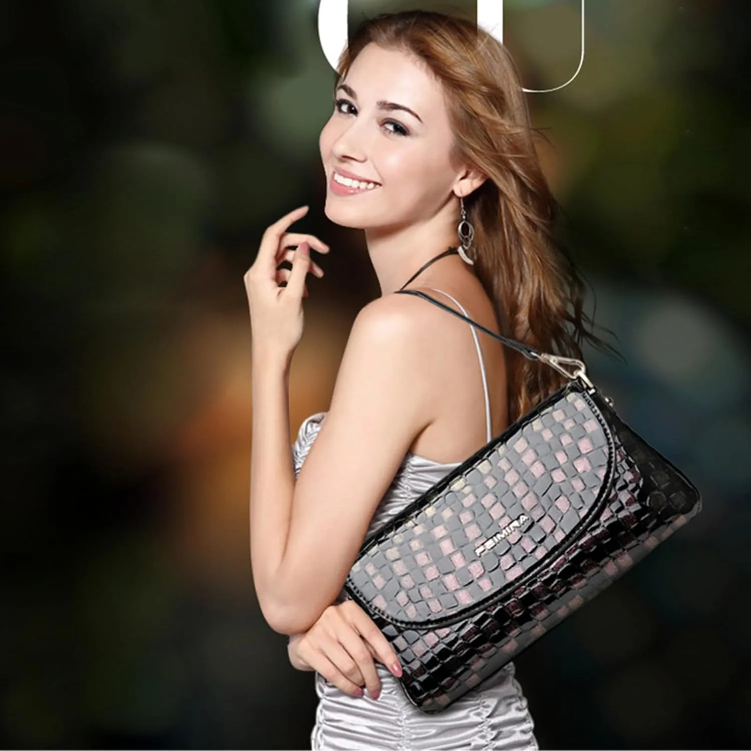 Genuine Leather Shoulder Bag for Women Black Shoulder Bag with Adjustable Strap