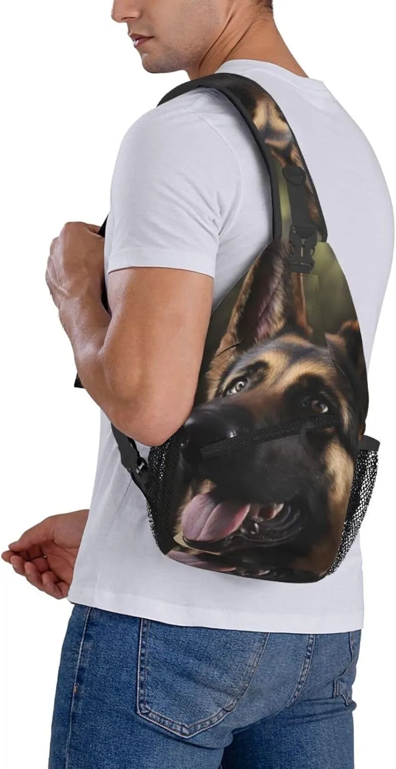 German-Shepherd Crossbody Chest Bags for Women, Small Crossbody Shoulder Bag Sling Bag Travel Hiking Daypack