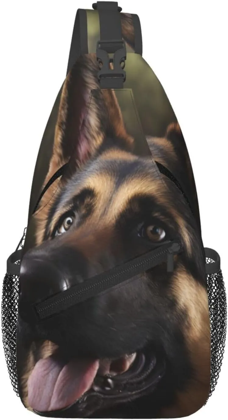 German-Shepherd Crossbody Chest Bags for Women, Small Crossbody Shoulder Bag Sling Bag Travel Hiking Daypack