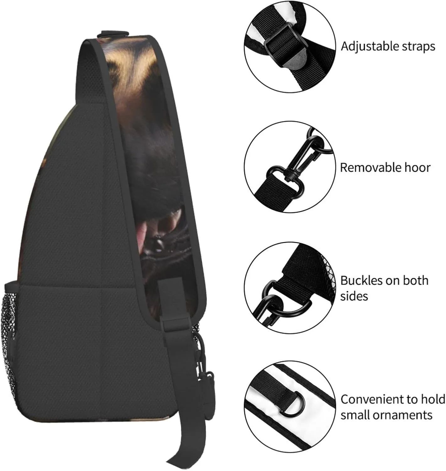German-Shepherd Crossbody Chest Bags for Women, Small Crossbody Shoulder Bag Sling Bag Travel Hiking Daypack