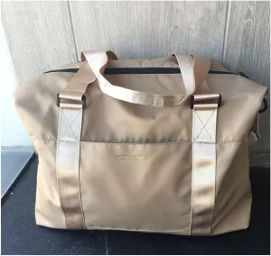 GHYUBYER Travel Duffel Bags for Women，Large Travel Tote Bag, Waterproof Gym Tote Bag,Weekender Carry On Overnight Bags for Women with Trolley Sleeve,Travel Duffel Bags (Color : Khaki, Size : Large)