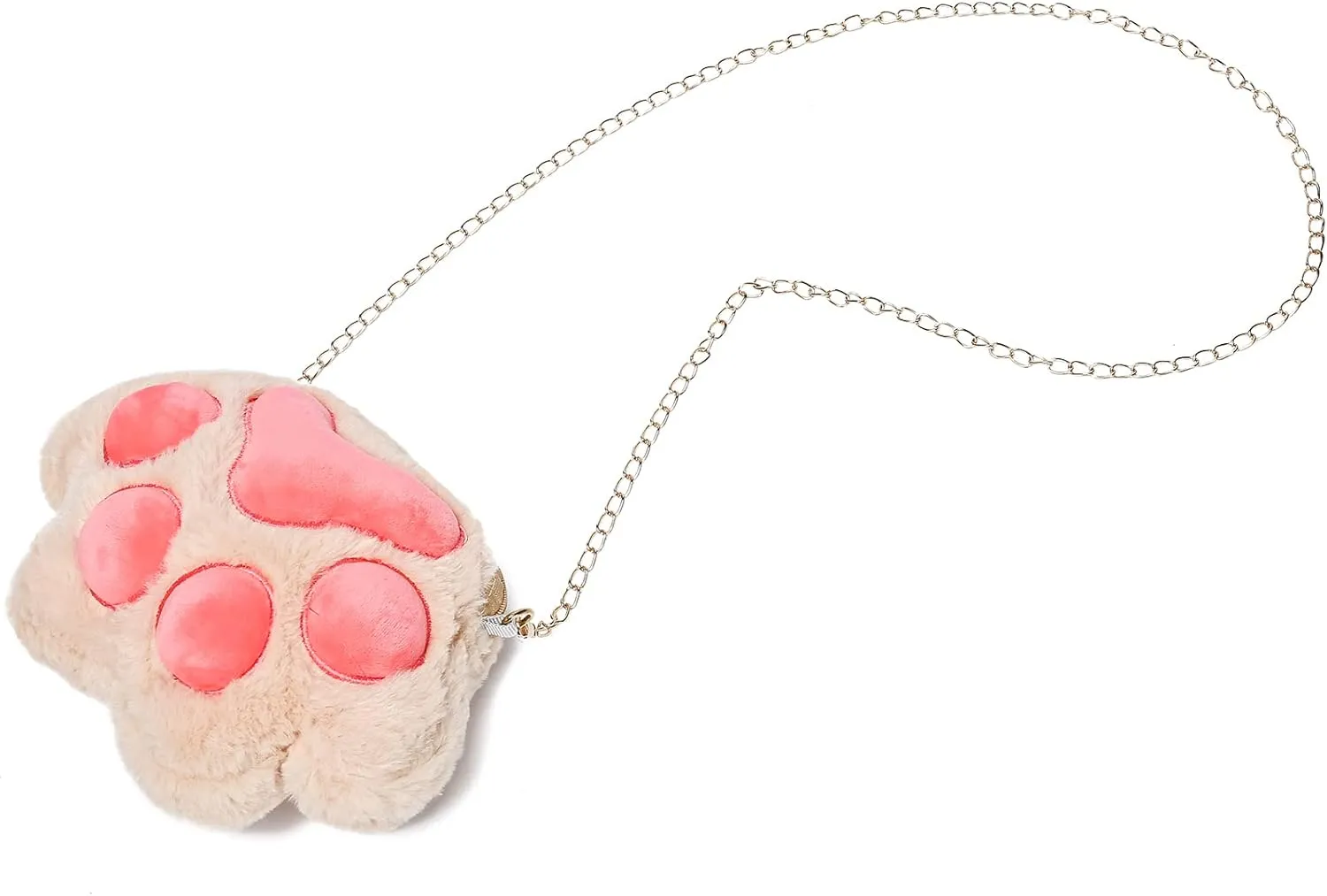 Girls Cute Plush Crossbody Bag Kawaii Cat's Paw Shoulder Purse for Women Cell Phone Wallet Handbags Brown
