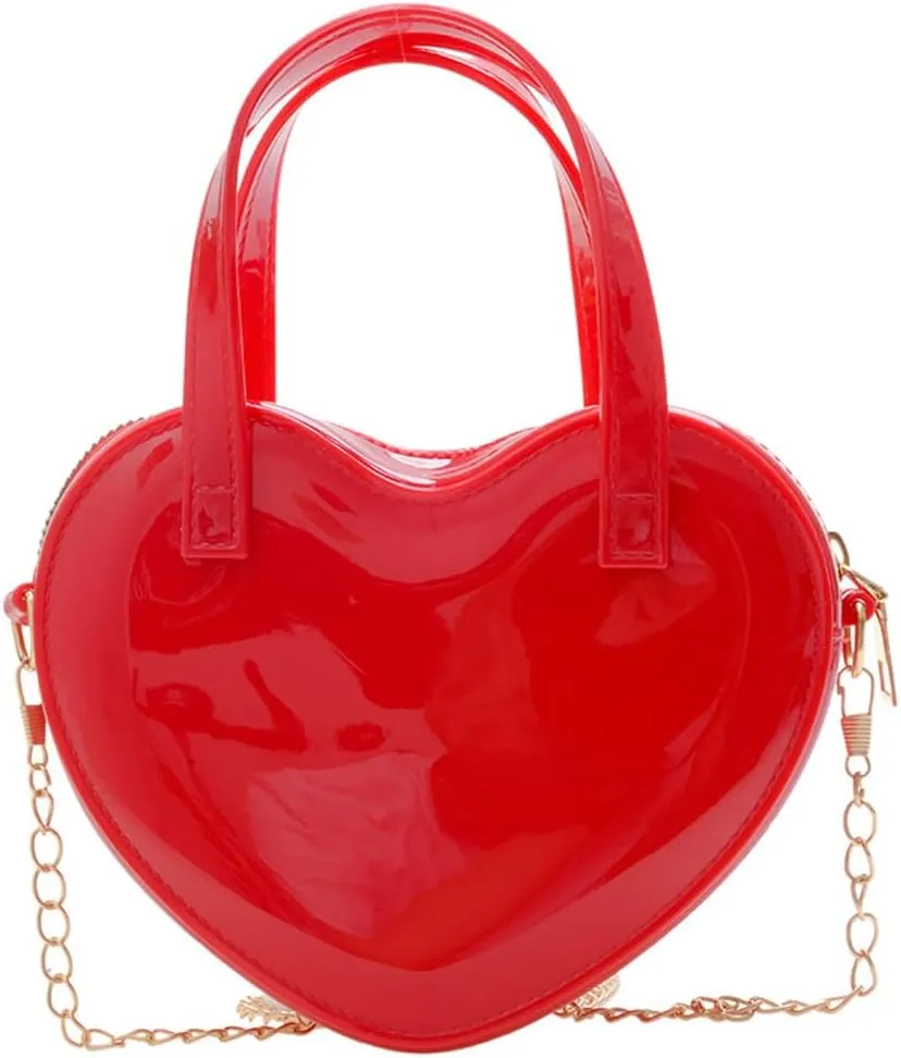 Girls Novelty Mini Heart-Shaped Purse Chain Purse Shoulder Crossbody Bags Tote Handbag Travel Wallet Bag for Women Girl Gift