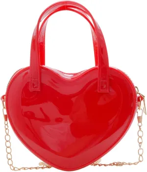 Girls Novelty Mini Heart-Shaped Purse Chain Purse Shoulder Crossbody Bags Tote Handbag Travel Wallet Bag for Women Girl Gift