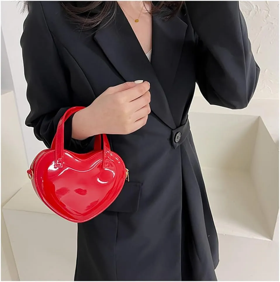 Girls Novelty Mini Heart-Shaped Purse Chain Purse Shoulder Crossbody Bags Tote Handbag Travel Wallet Bag for Women Girl Gift