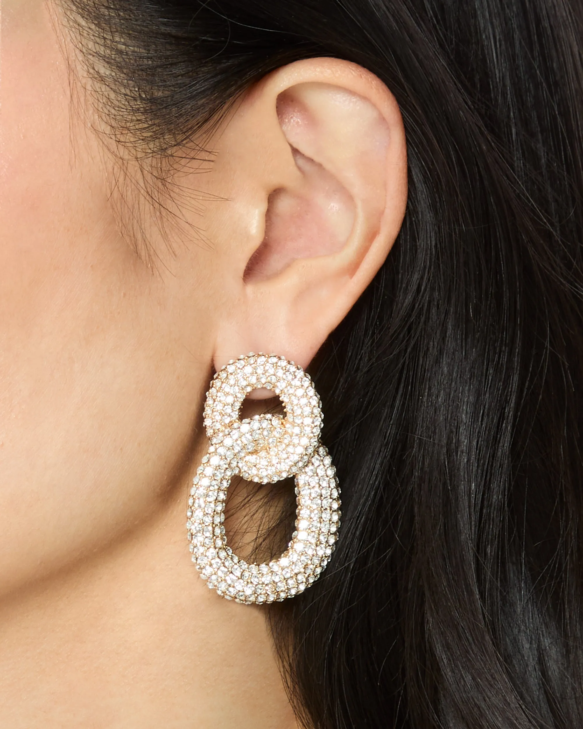 Gold Crystal Link Earrings