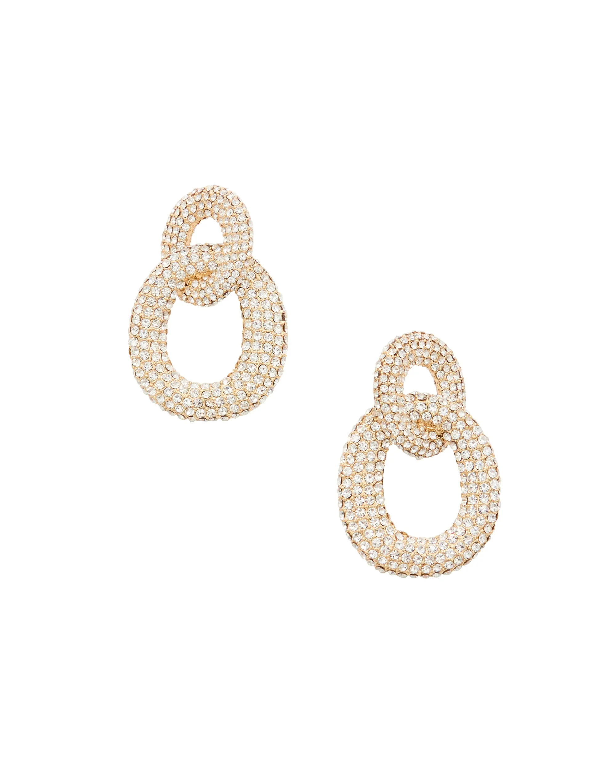 Gold Crystal Link Earrings
