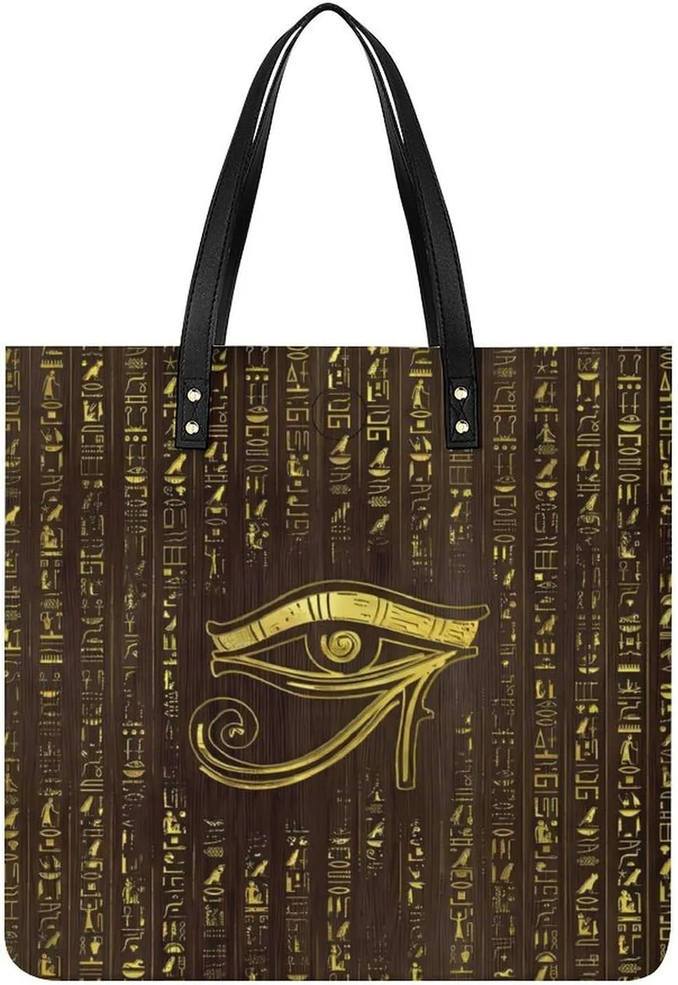 Golden Egyptian Eye Of Horus Hieroglyphics Women Tote Bags Top Handle Satchel Handbags PU Faux Leather Tassel Shoulder Purse