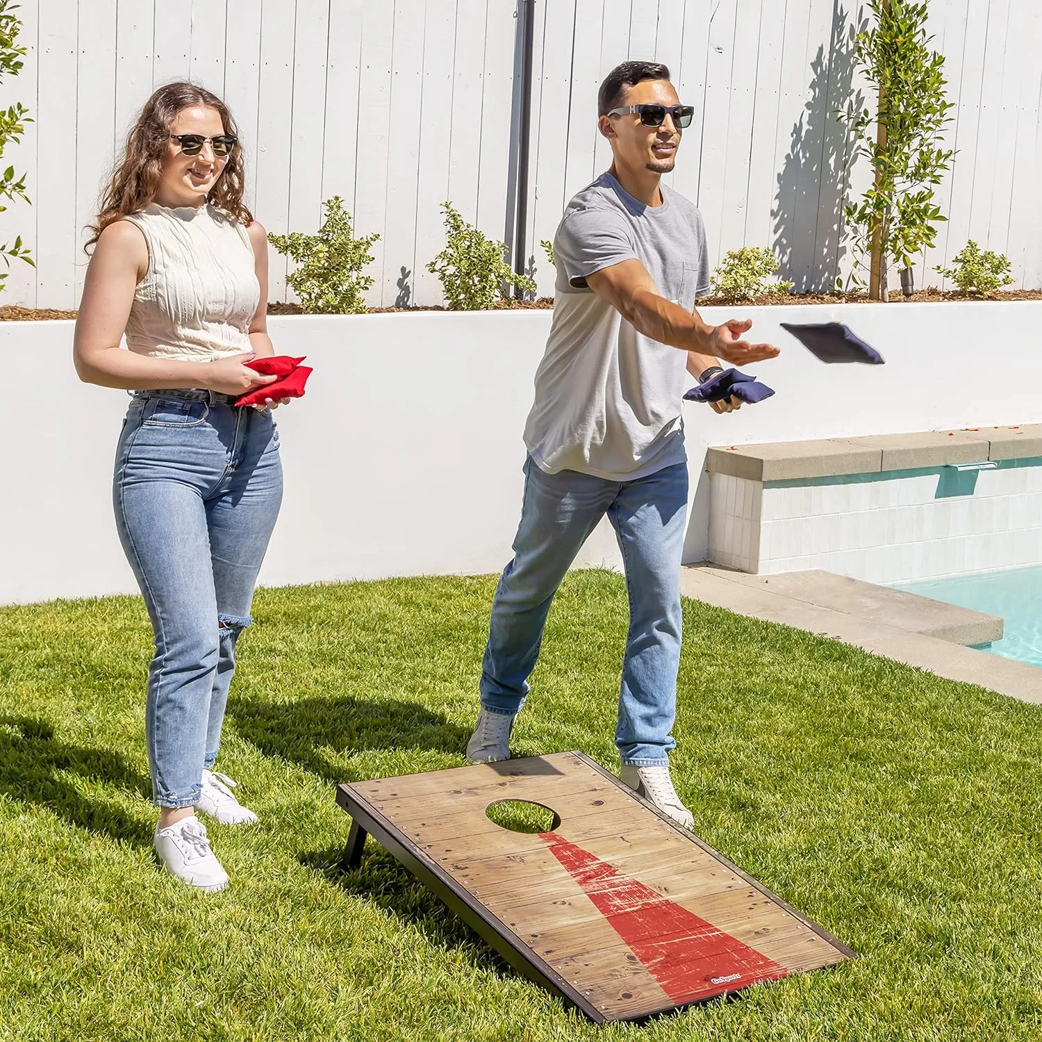 GoSports Portable Cornhole Sets, 8 Styles – Choose 4 x 2 ft or 3 x 2 ft - Boards Include 8 Bean Bags, Travel Case, and Game Rules
