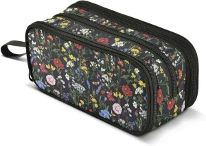 GuoChe Colorful Vintage Flowers Nylon Storage Pen Case Pencil Bag Large Capacity Pencil Case For Kids Stationery Organizer for Preppy School Women