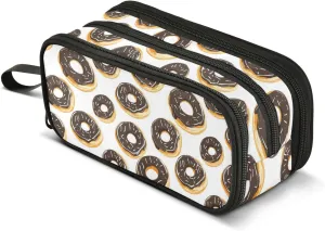GuoChe Donuts Nylon Pencil Bags For Boys High Capacity College Pencil Case School Stationery for School Boys
