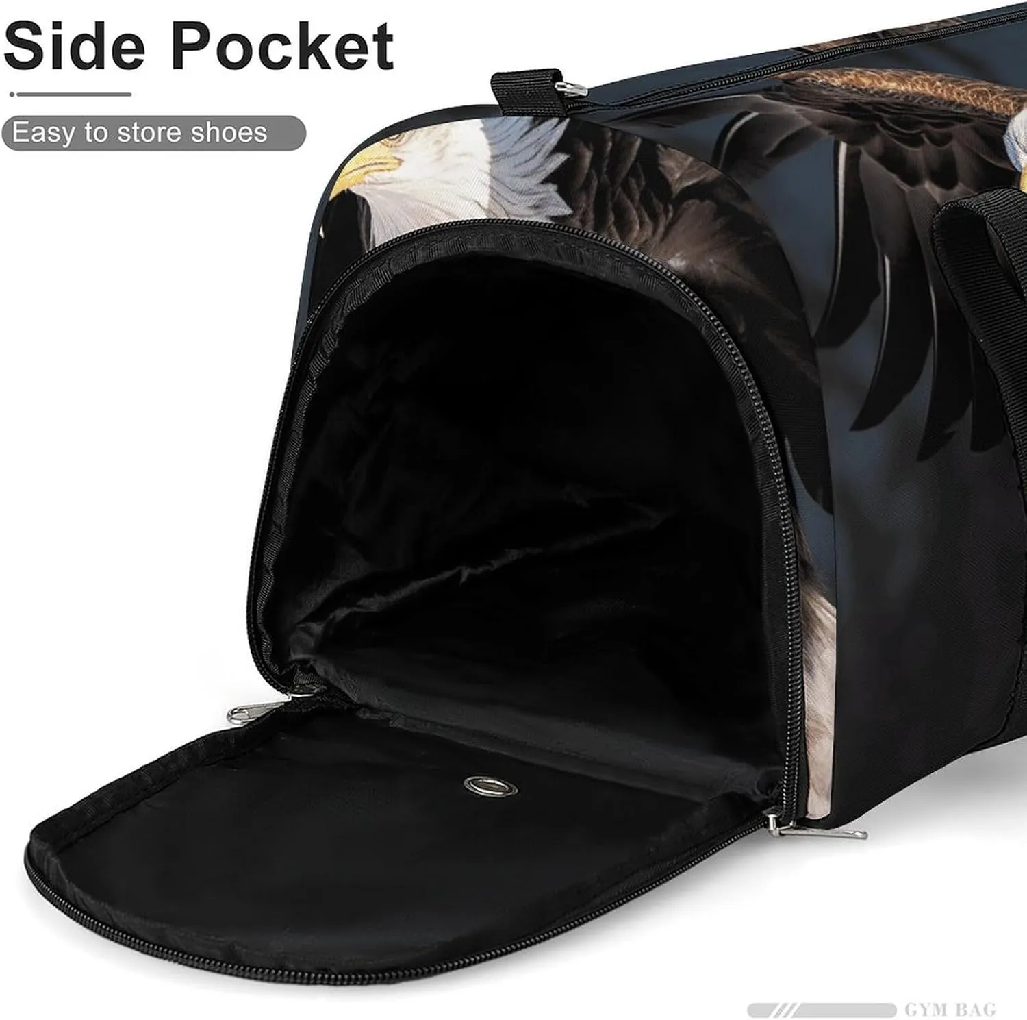 Gym Bag 3D Bald Eagle Duffel Bag for Men Women Travel Overnight Bag with Shoe Compartment Workout Bags