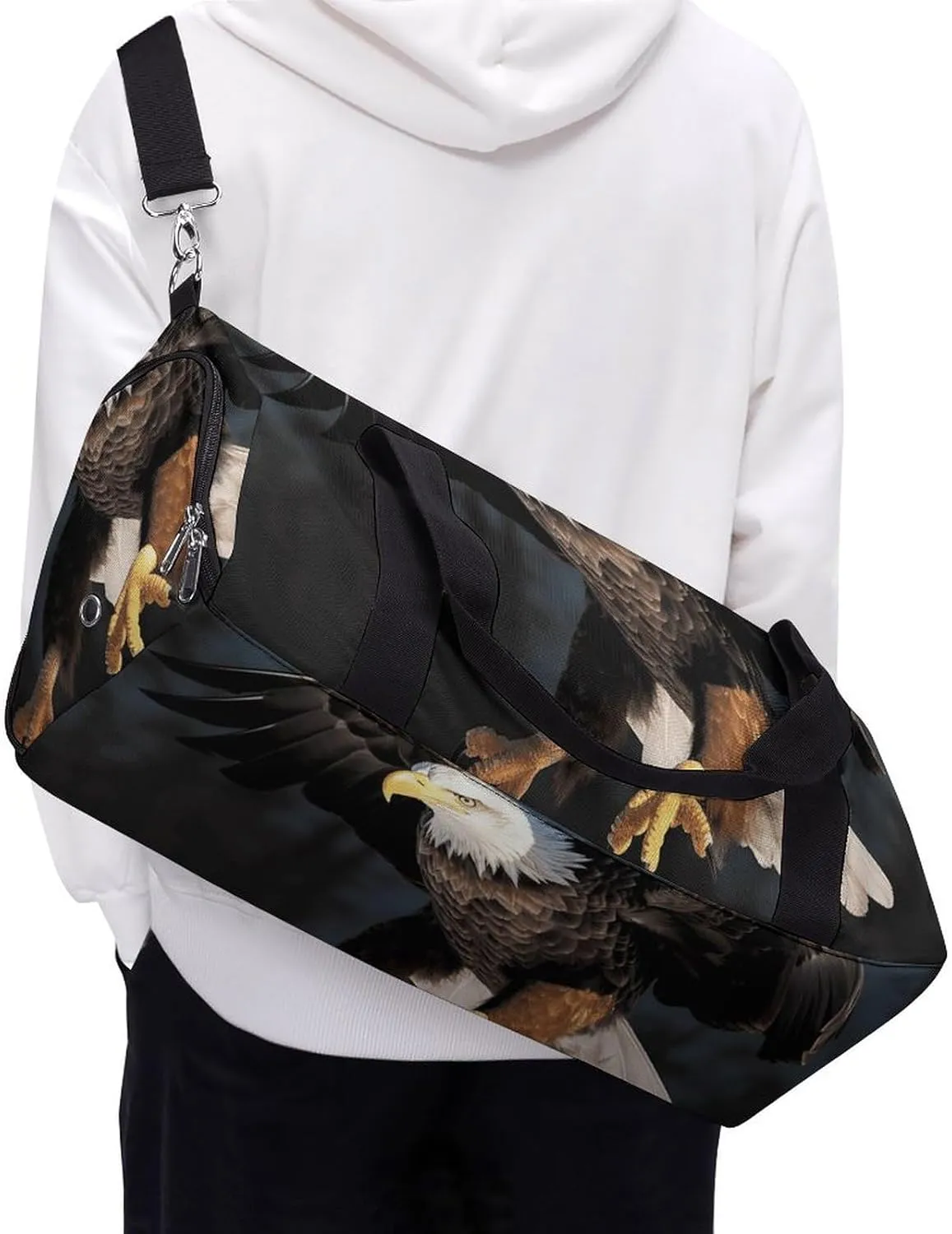 Gym Bag 3D Bald Eagle Duffel Bag for Men Women Travel Overnight Bag with Shoe Compartment Workout Bags