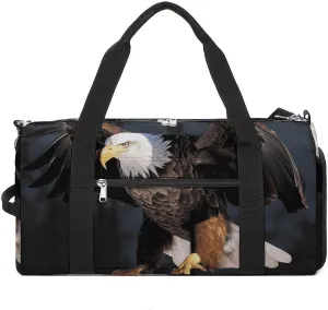 Gym Bag 3D Bald Eagle Duffel Bag for Men Women Travel Overnight Bag with Shoe Compartment Workout Bags