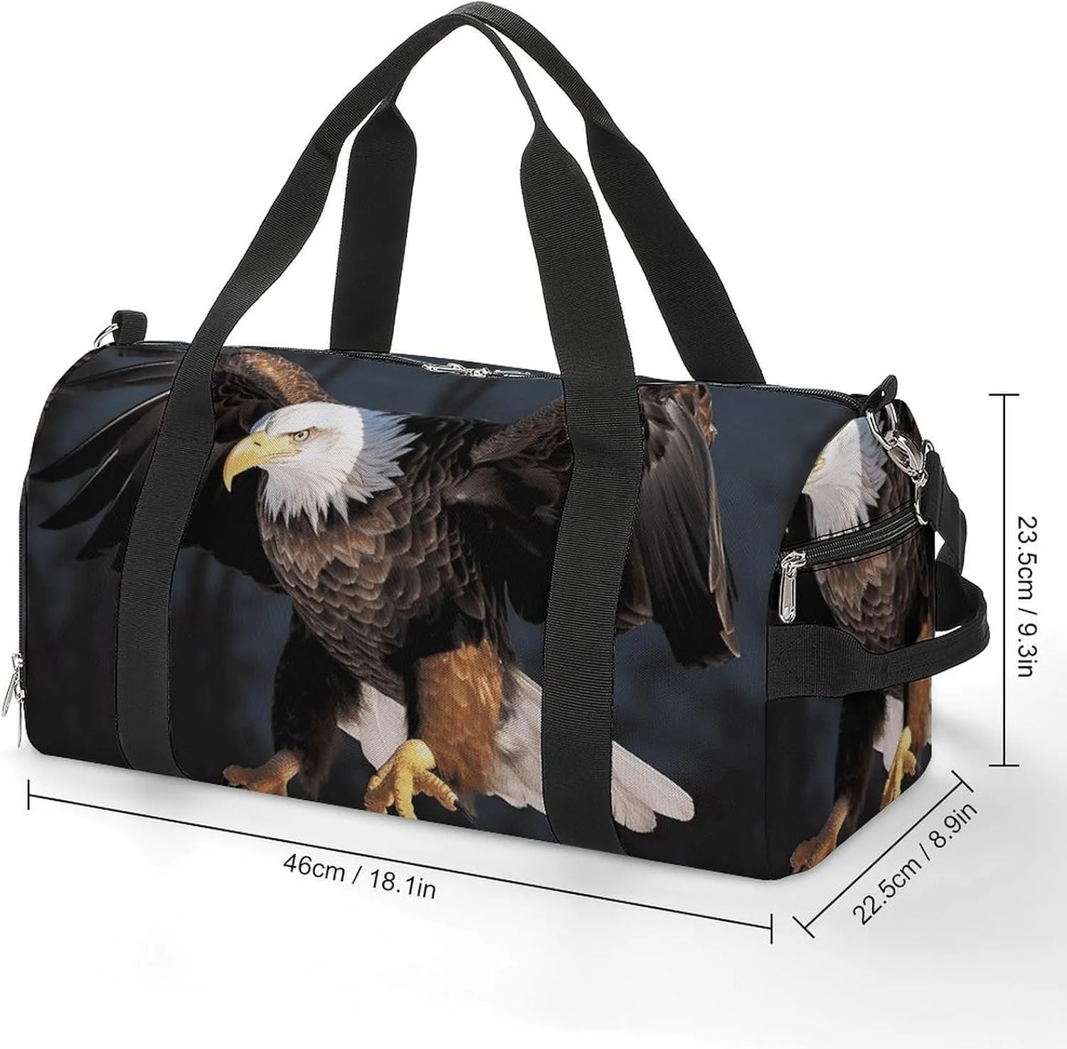 Gym Bag 3D Bald Eagle Duffel Bag for Men Women Travel Overnight Bag with Shoe Compartment Workout Bags
