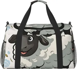 Gym Bag Cartoon Black White Sheep Duffel Bag for Men Women Travel Overnight Bag with Shoe Compartment Workout Bags