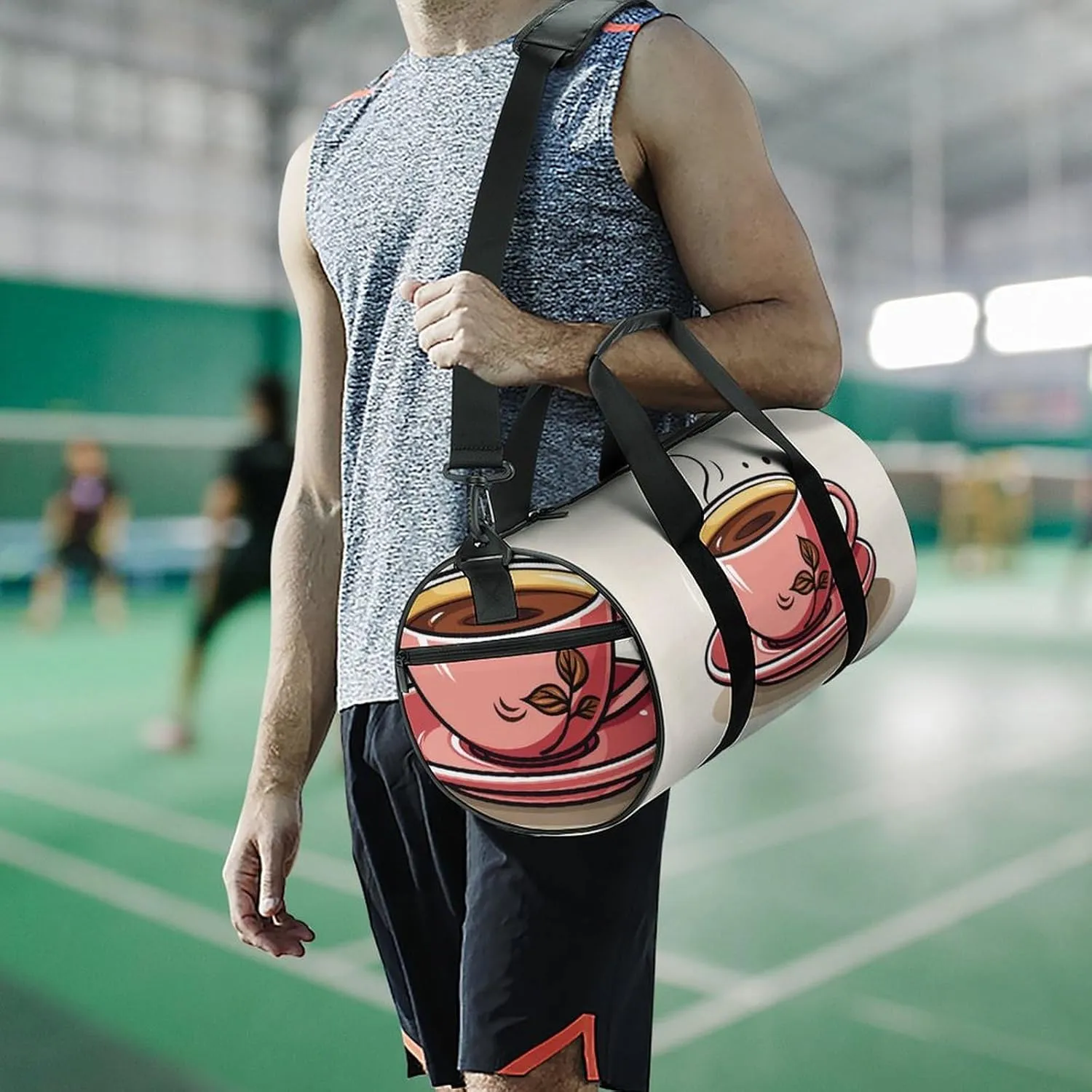 Gym Bag for Men Women A Cup of Coffee Duffel Bag Overnight Bag with Compartment Gym Sackpac