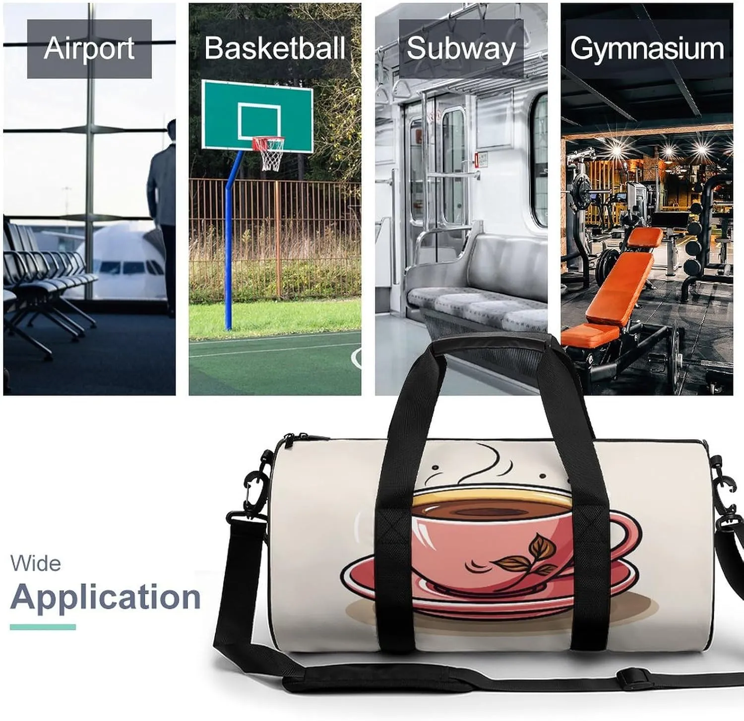 Gym Bag for Men Women A Cup of Coffee Duffel Bag Overnight Bag with Compartment Gym Sackpac