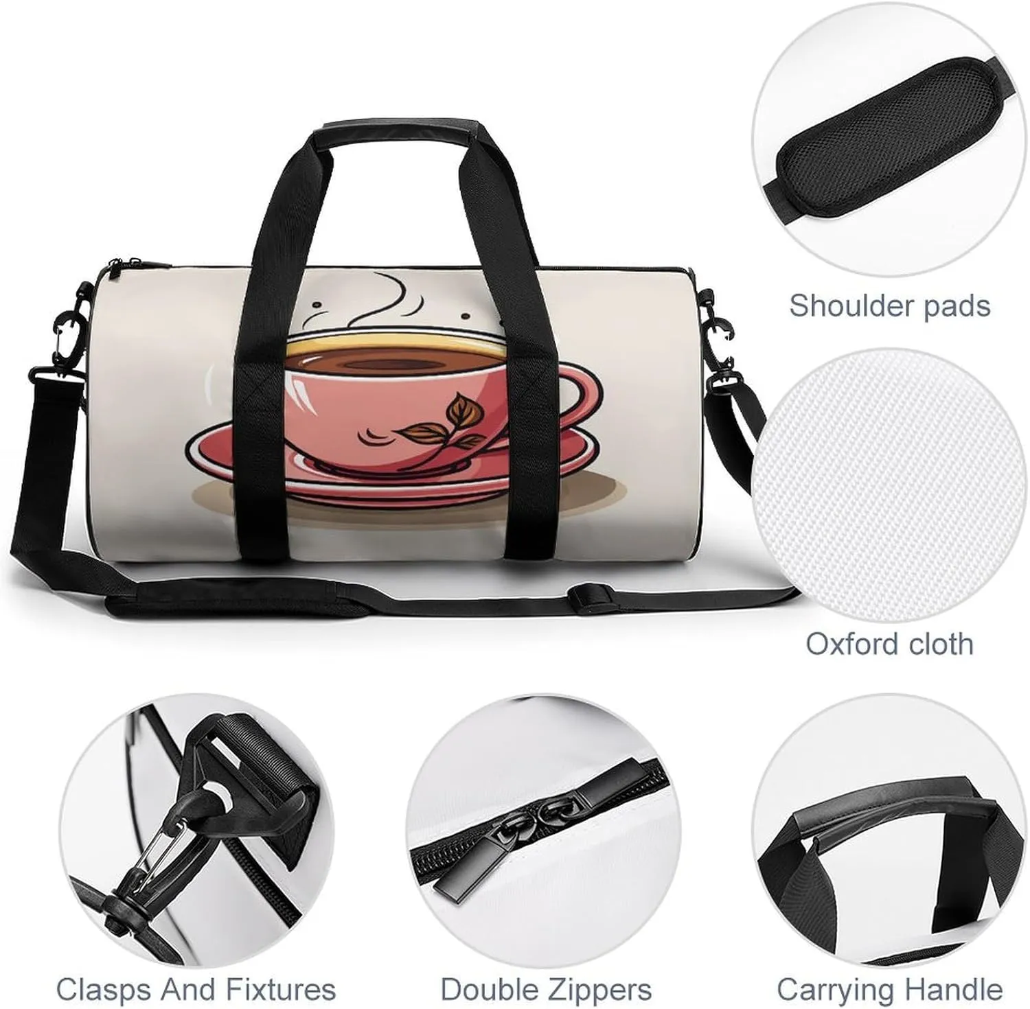 Gym Bag for Men Women A Cup of Coffee Duffel Bag Overnight Bag with Compartment Gym Sackpac