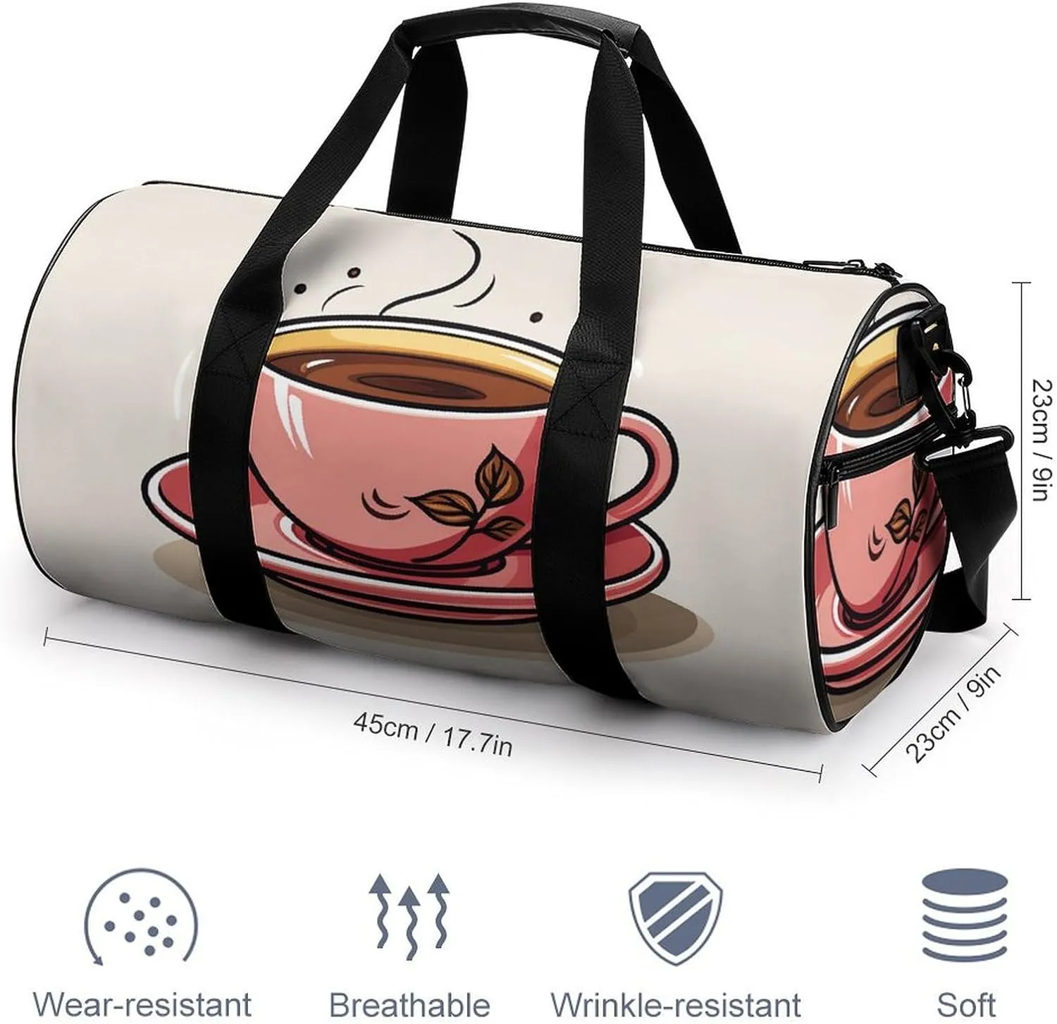 Gym Bag for Men Women A Cup of Coffee Duffel Bag Overnight Bag with Compartment Gym Sackpac
