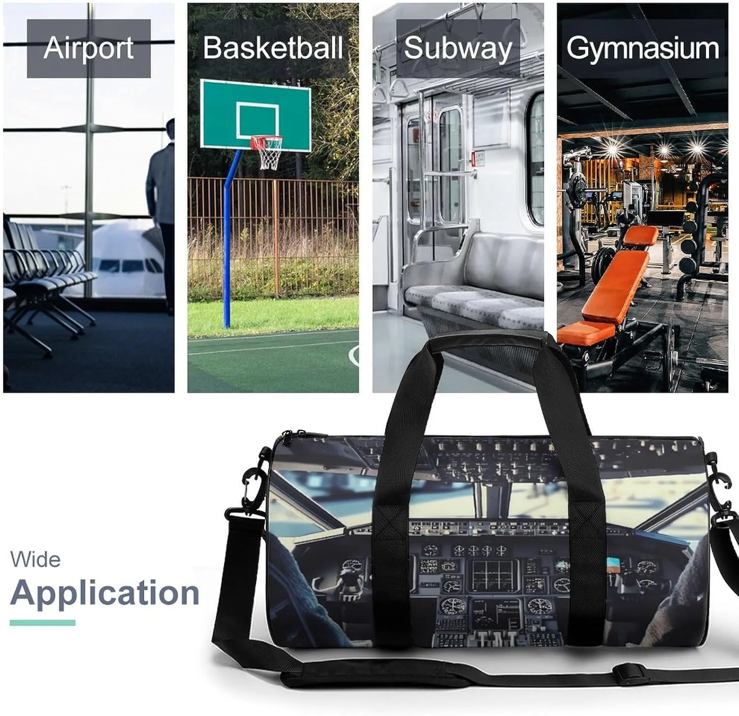 Gym Bag for Men Women Airplane Cockpit Duffel Bag Overnight Bag with Compartment Gym Sackpac