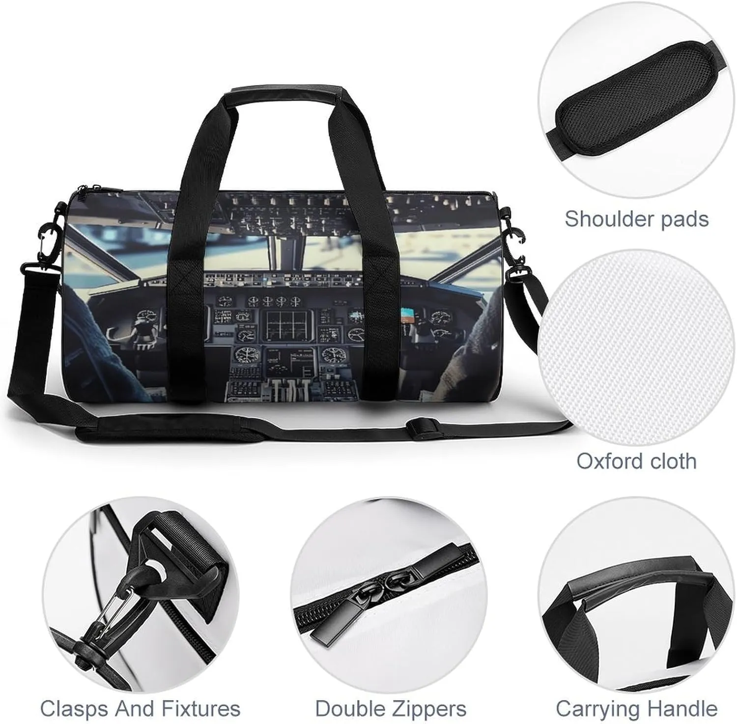 Gym Bag for Men Women Airplane Cockpit Duffel Bag Overnight Bag with Compartment Gym Sackpac