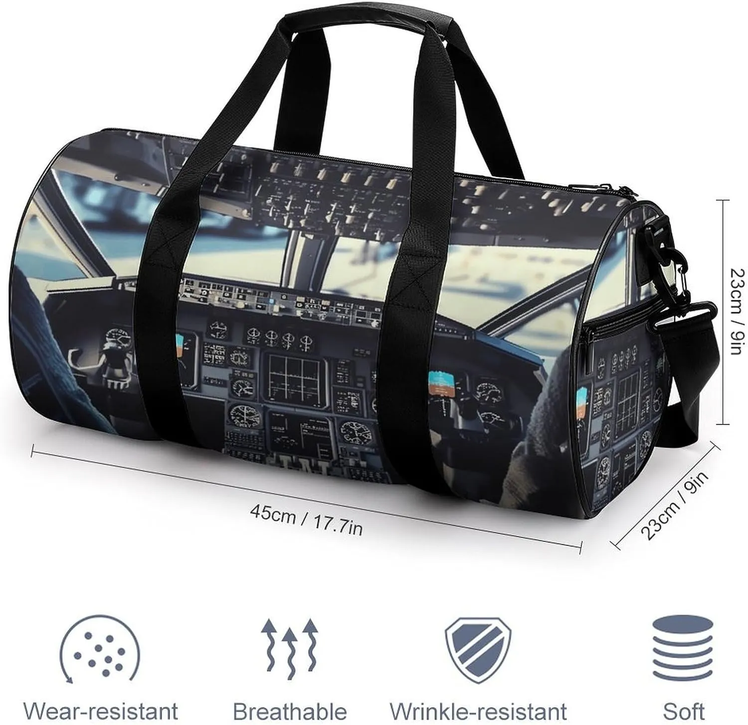 Gym Bag for Men Women Airplane Cockpit Duffel Bag Overnight Bag with Compartment Gym Sackpac