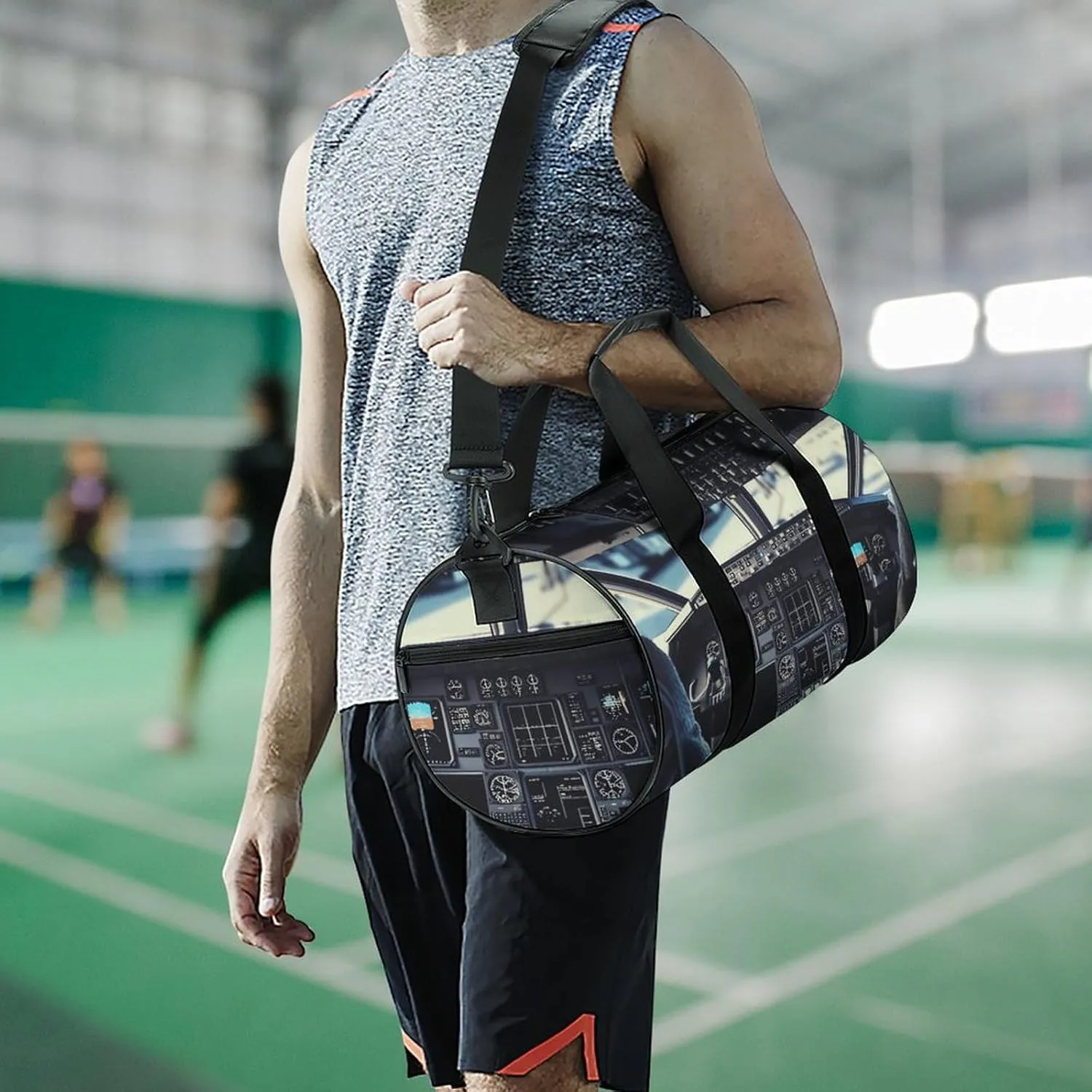 Gym Bag for Men Women Airplane Cockpit Duffel Bag Overnight Bag with Compartment Gym Sackpac