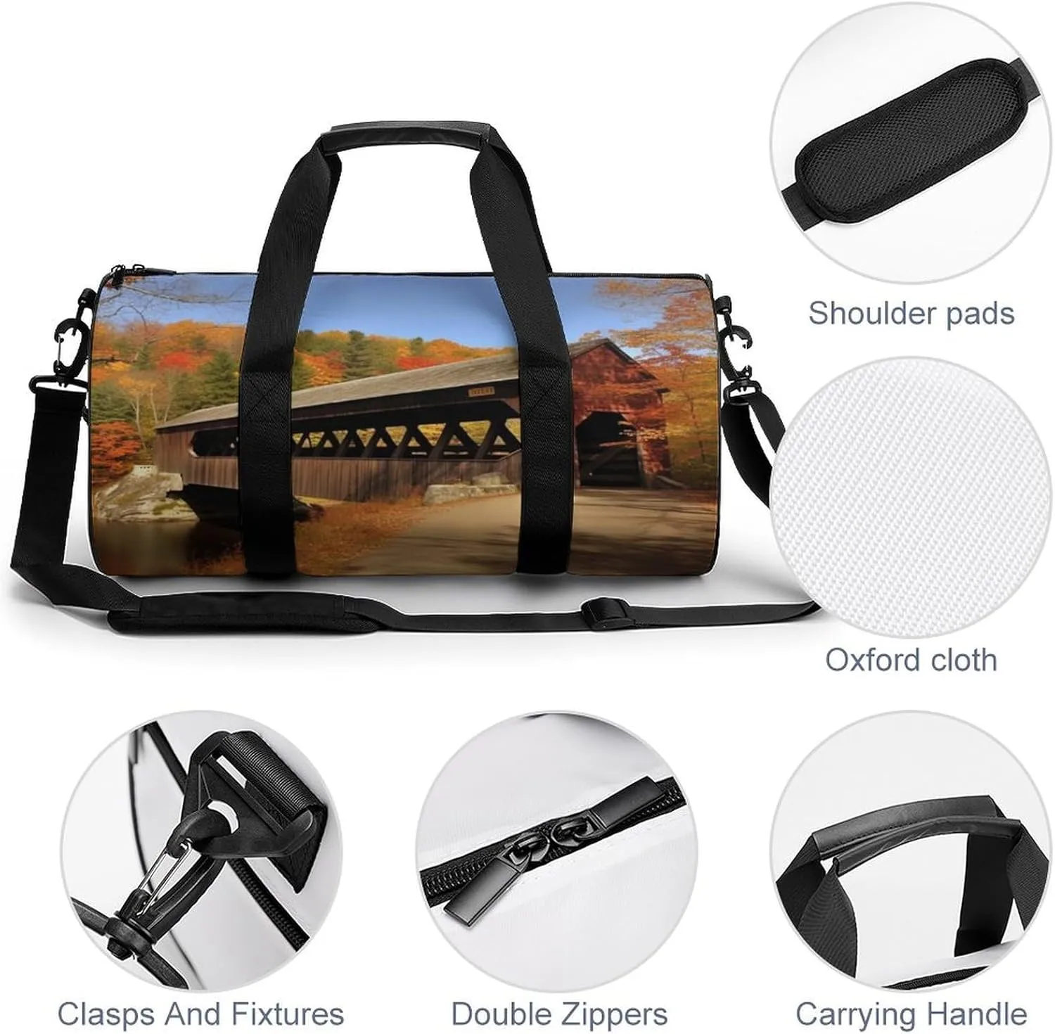 Gym Bag for Men Women Albany Covered Bridge Duffel Bag Overnight Bag with Compartment Gym Sackpac