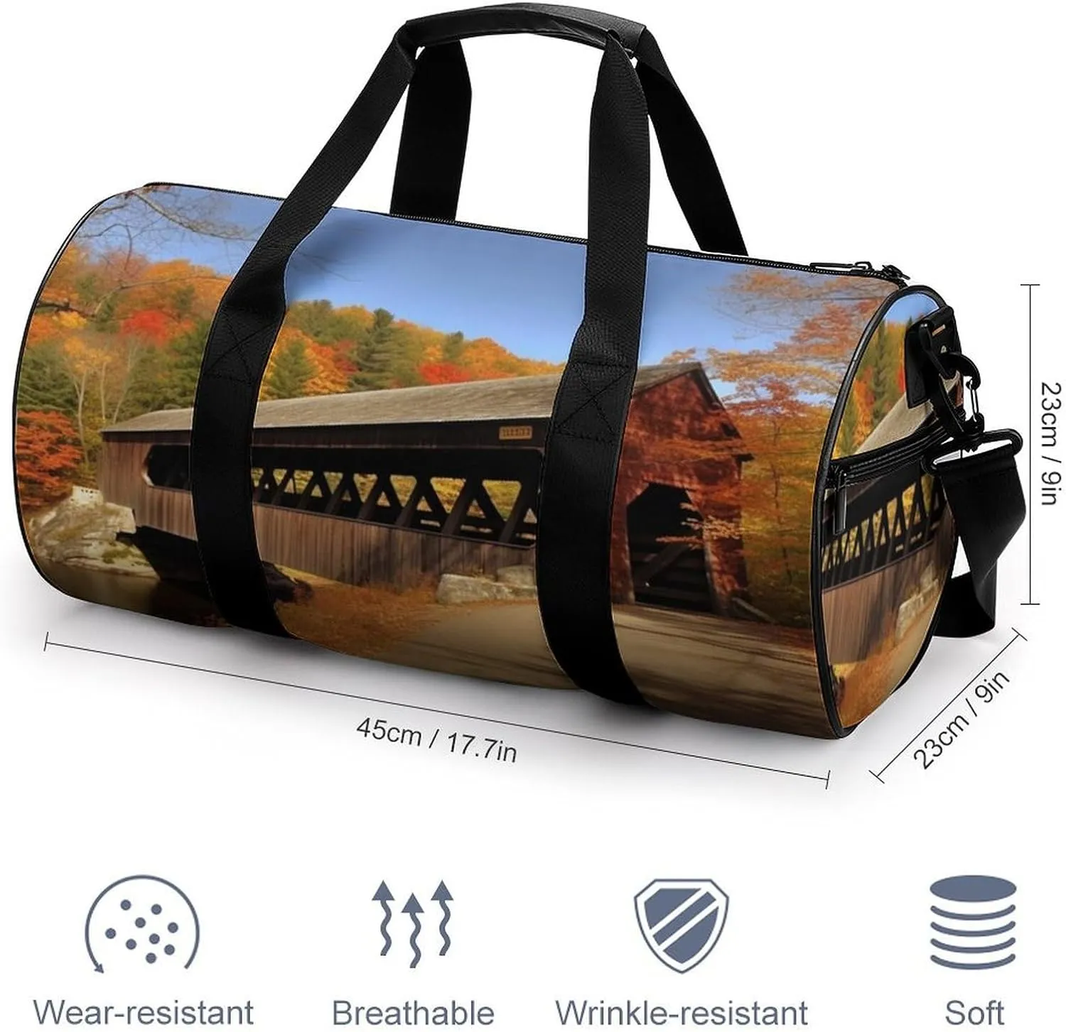 Gym Bag for Men Women Albany Covered Bridge Duffel Bag Overnight Bag with Compartment Gym Sackpac