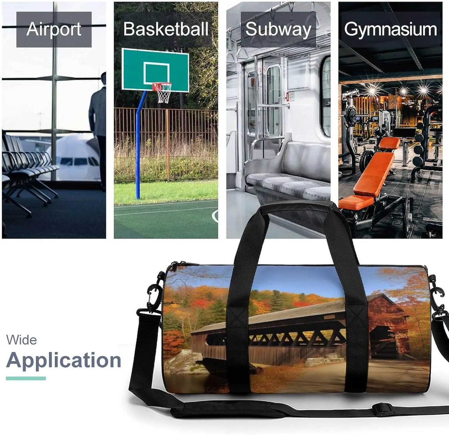 Gym Bag for Men Women Albany Covered Bridge Duffel Bag Overnight Bag with Compartment Gym Sackpac