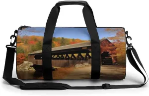 Gym Bag for Men Women Albany Covered Bridge Duffel Bag Overnight Bag with Compartment Gym Sackpac