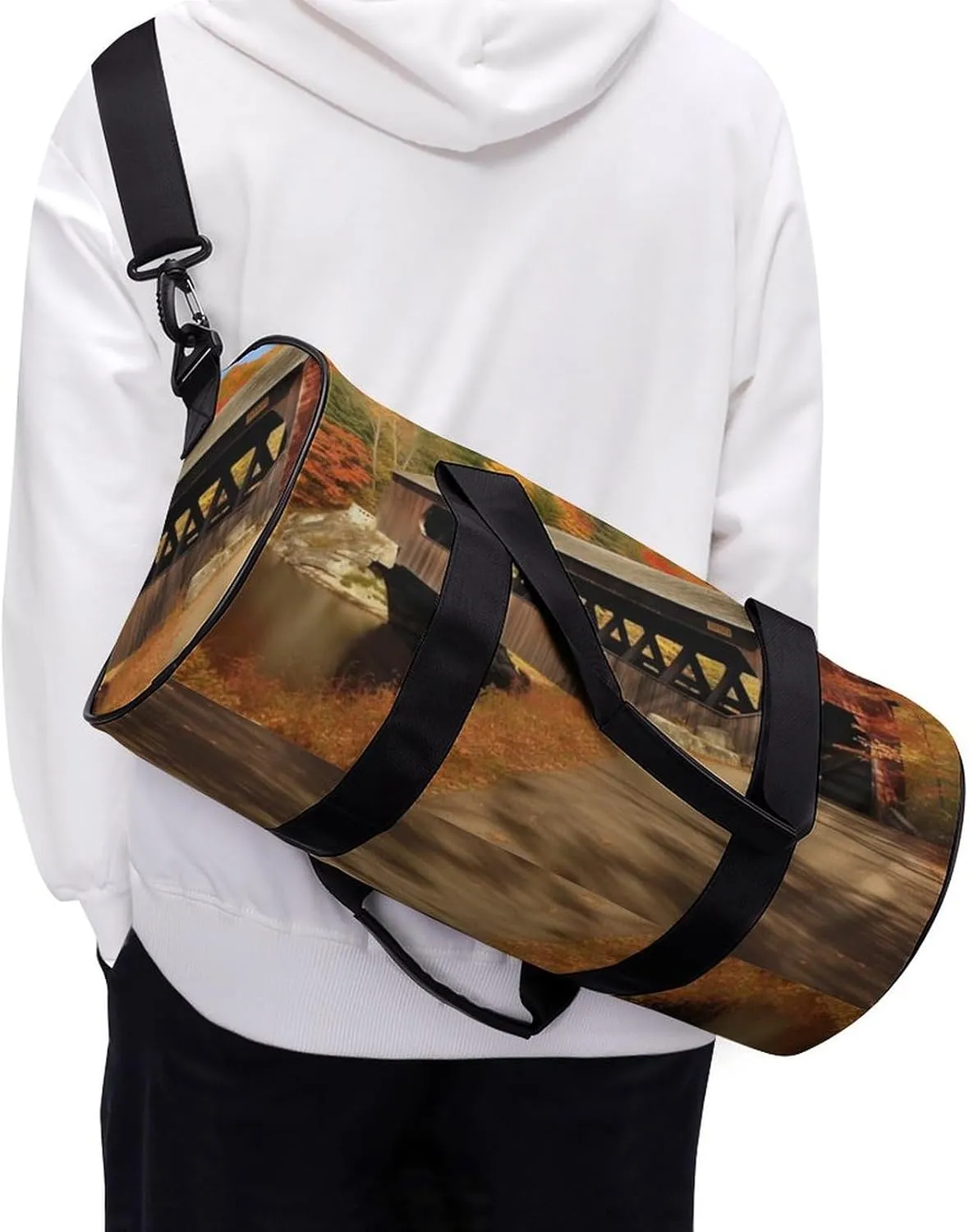 Gym Bag for Men Women Albany Covered Bridge Duffel Bag Overnight Bag with Compartment Gym Sackpac
