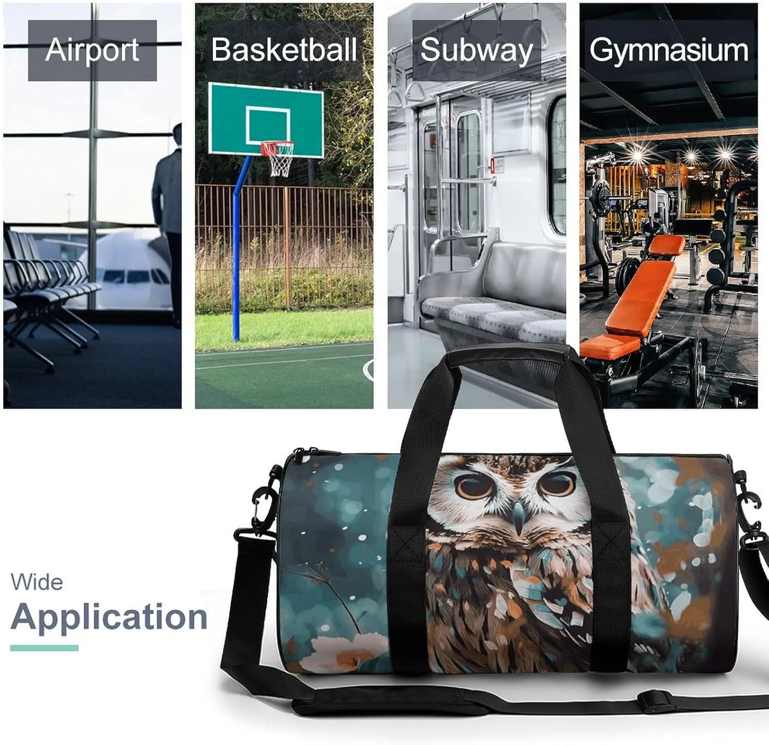 Gym Bag for Men Women Animal Cute Owl Duffel Bag Overnight Bag with Compartment Gym Sackpac