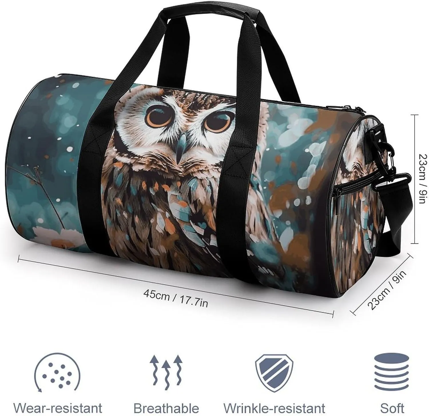Gym Bag for Men Women Animal Cute Owl Duffel Bag Overnight Bag with Compartment Gym Sackpac