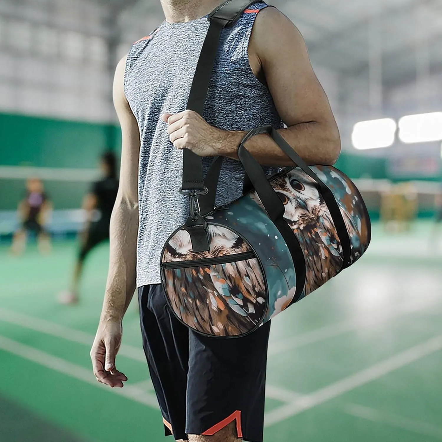 Gym Bag for Men Women Animal Cute Owl Duffel Bag Overnight Bag with Compartment Gym Sackpac