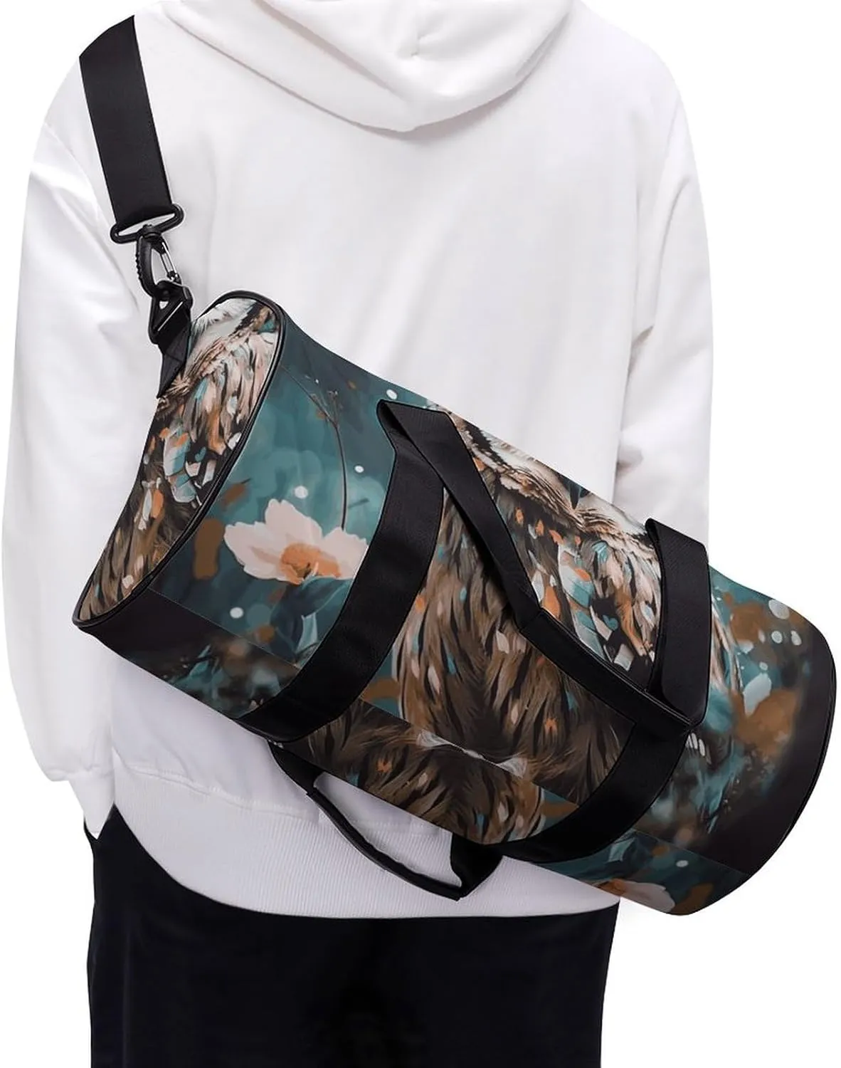 Gym Bag for Men Women Animal Cute Owl Duffel Bag Overnight Bag with Compartment Gym Sackpac