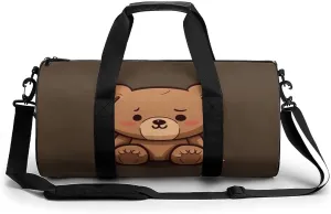Gym Bag for Men Women Cartoon Brown Cute Bear Duffel Bag Overnight Bag with Compartment Gym Sackpac