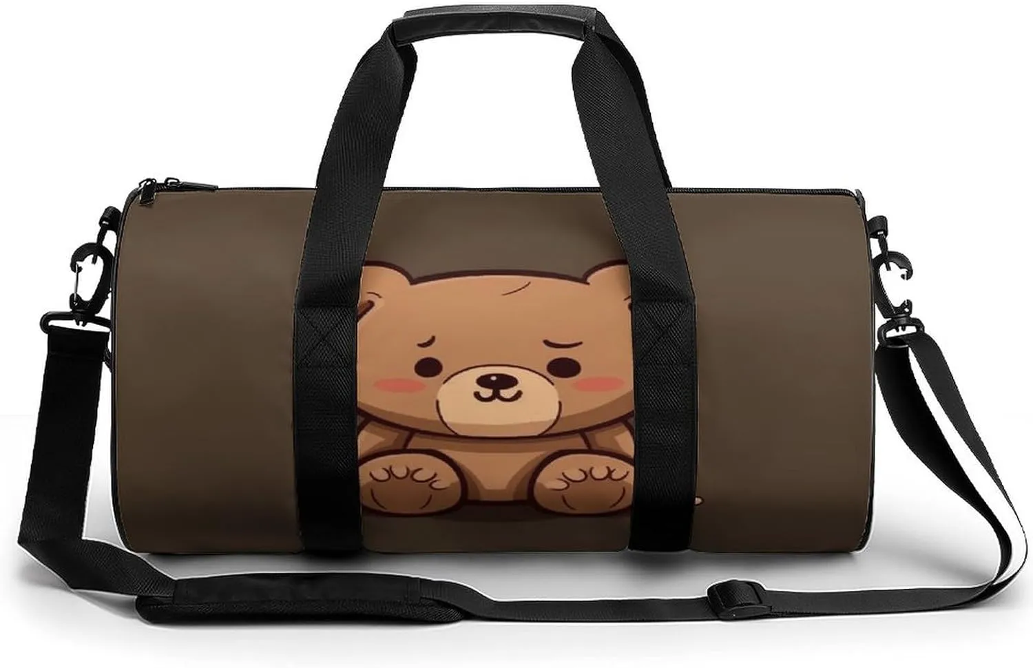 Gym Bag for Men Women Cartoon Brown Cute Bear Duffel Bag Overnight Bag with Compartment Gym Sackpac