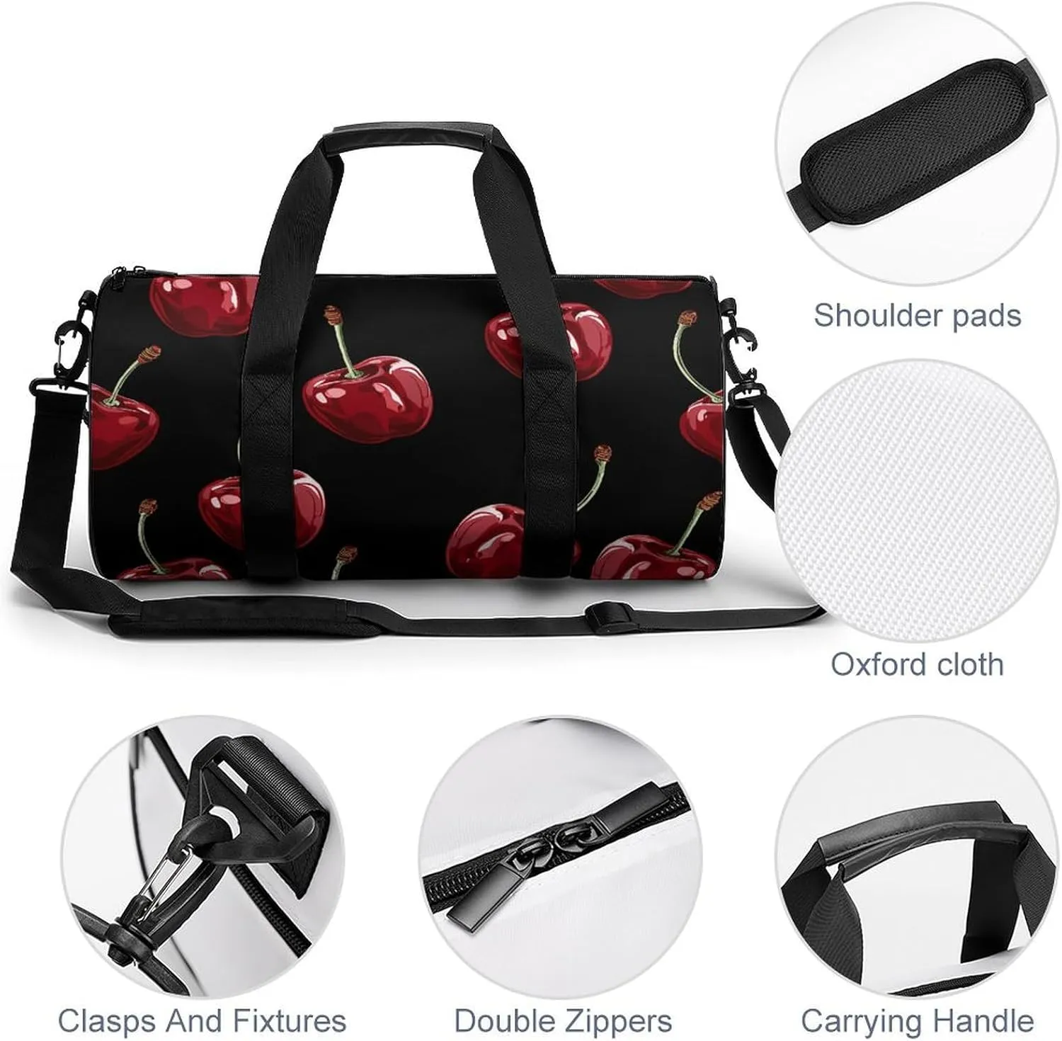 Gym Bag for Men Women Cherry Cartoon Pattern Duffel Bag Overnight Bag with Compartment Gym Sackpac